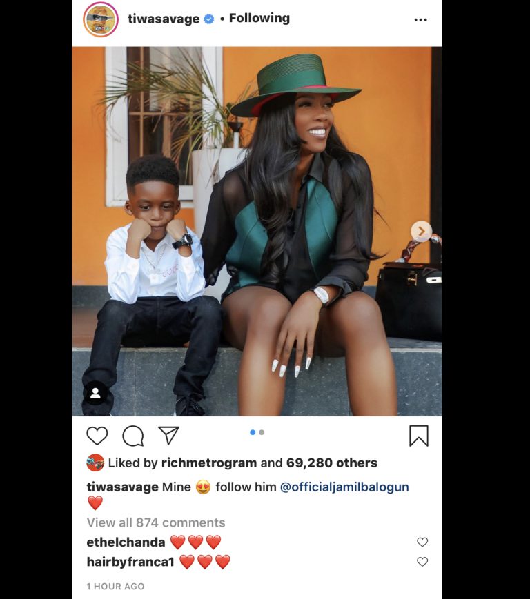 Tiwa Savage Shares Lovely Photos With Her Son Jamil