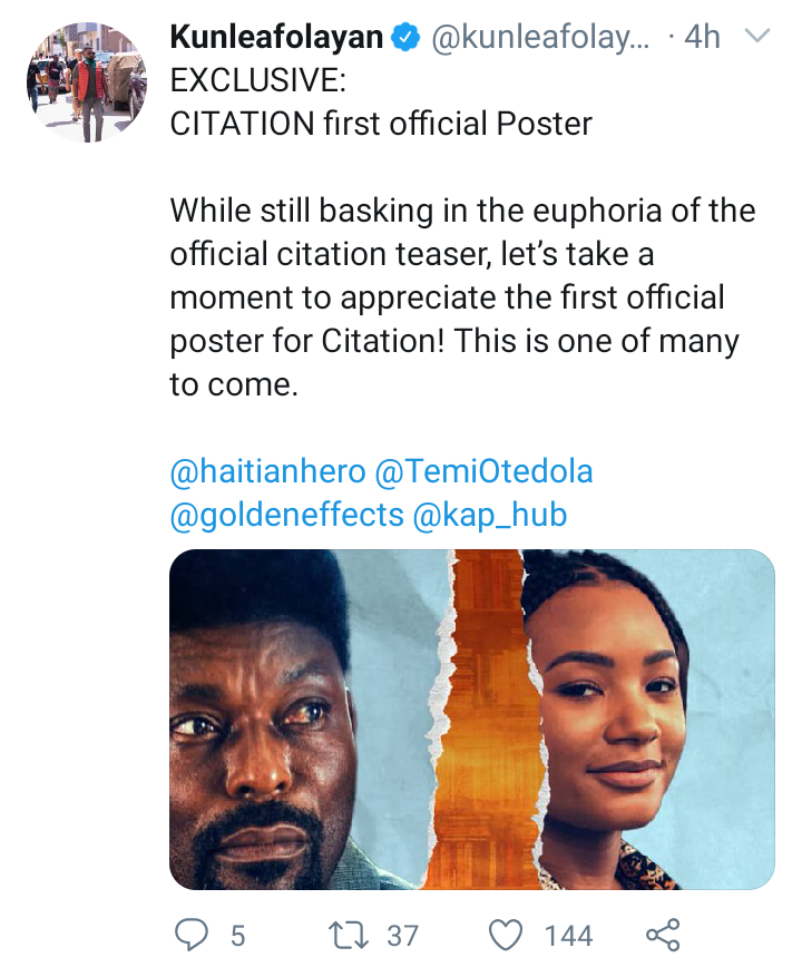 Kunle Afolayan Unveils First Poster For Citation Information Nigeria