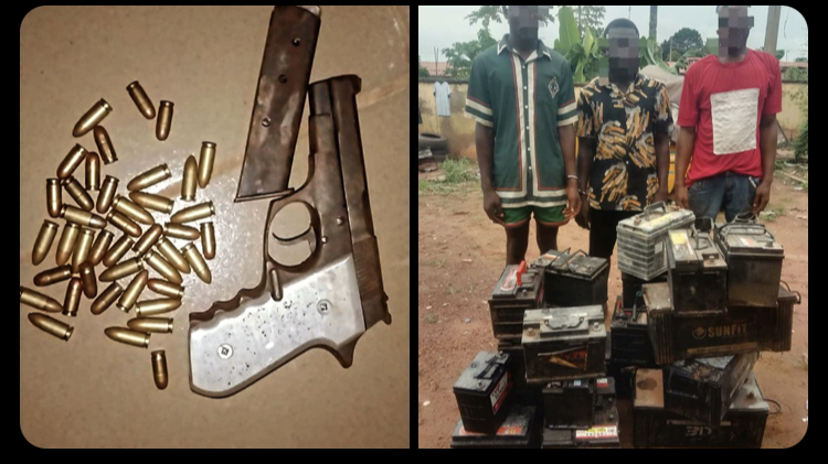 Three Suspects Arrested For Armed Robbery, Motor Battery Theft In Enugu